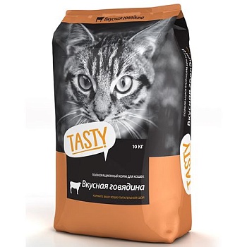 TASTY Petfood Корм сухой для кошек с говядиной 10кг купить 