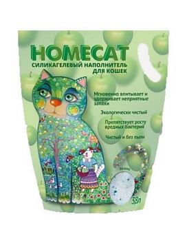 HOMECAT Яблоко Силикагелевый наполнитель для кошачьих туалетов с ароматом яблока 3,6л купить  зоотовары для животных