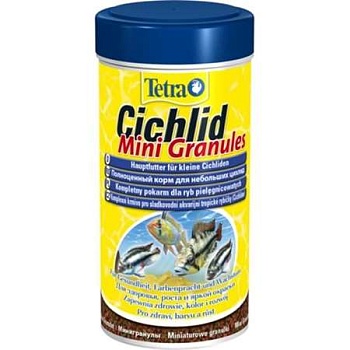 TETRA Cichlid Mini Granules Основной корм в виде гранул для всех видов цихловых и других крупных декоративных рыб 250мл. купить 