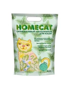 HOMECAT Мята силикагелевый наполнитель для кошачьих туалетов с ароматом мяты 12,5л купить  зоотовары для животных