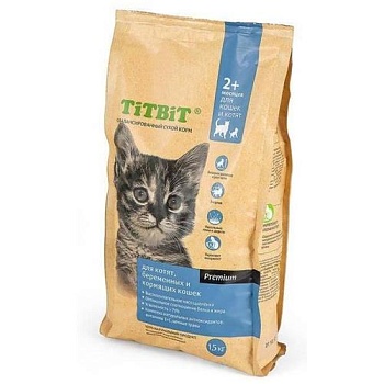 Титбит корм сухой для котят, беременных и кормящих кошек 1,5кг купить 