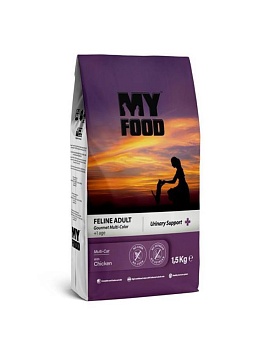 Myfood Feline Adult Gourmet Multi-Color Multi-Cat with Chicken сухой корм для кошек с курицей 1,5кг купить  зоотовары для животных
