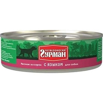 Четвероногий Гурман Мясное Ассотри для собак с Языком 24х100г купить  зоотовары для животных
