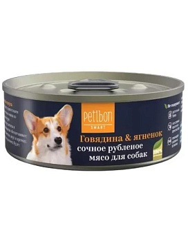 Petibon Smart консервы для собак рубленое мясо с говядиной и ягненком 12х100г купить  зоотовары для животных