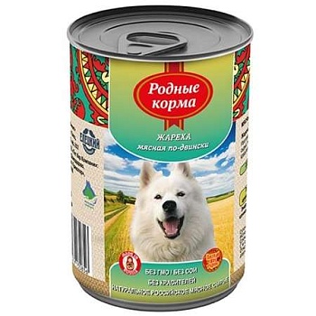 РОДНЫЕ КОРМА консервы для собак Жареха мясная по-двински 410г купить 