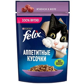 Felix пауч консервы для кошек аппетитные кусочки с ягненком 26х75г купить 