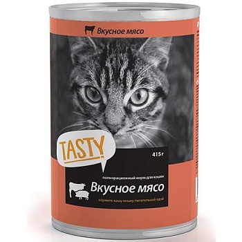 TASTY Petfood консервы для кошек мясное ассорти в соусе 12х415г купить 