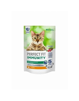 PERFECT FIT Immunity Сухой полнорационный корм для кошек для поддержания иммунитета с индейкой, спирулиной и клюквой, 580г купить  зоотовары для животных