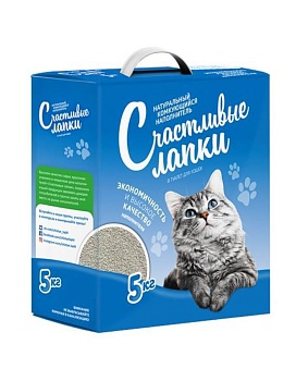 Счастливые Лапки Наполнитель Комкующийся (коробка) 5кг купить  зоотовары для животных