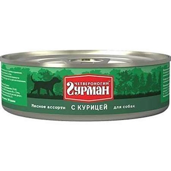 Четвероногий Гурман Мясное Ассотри для собак с Курицей 100г купить 