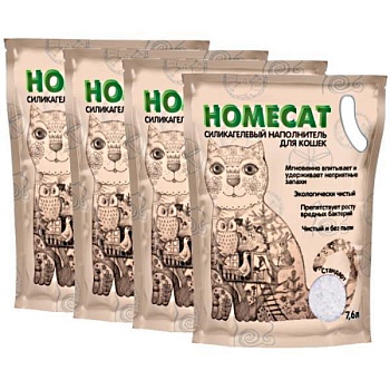 HOMECAT Стандарт Силикагелевый наполнитель для кошачьих туалетов без запаха 4х7,6л купить  зоотовары для животных