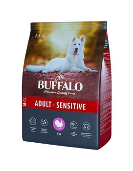 Mr.Buffalo B131 ADULT M/L SENSITIVE сухой корм для собак средних и крупных пород с индейкой 2кг купить  зоотовары для животных