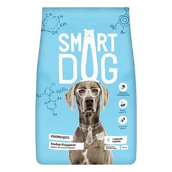 SMART DOG сухой корм для взрослых собак с лососем и рисом 18кг купить 