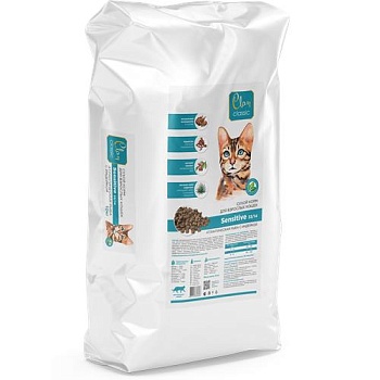 CLAN CLASSIC Sensitive Корм сухой для кошек с чувствительным пищеварением Атлантическая рыба/индейка 10кг купить 