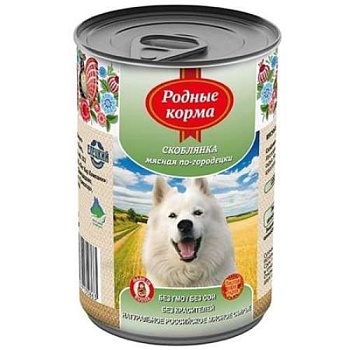 РОДНЫЕ КОРМА консервы для собак Скоблянка мясная по-городецки 9х410г купить 