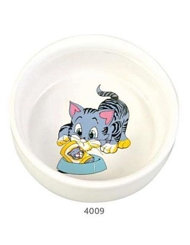 Trixie Миска Керамическая для Кошки Голубой Котенок 0,3 Л D-11См купить  зоотовары для животных