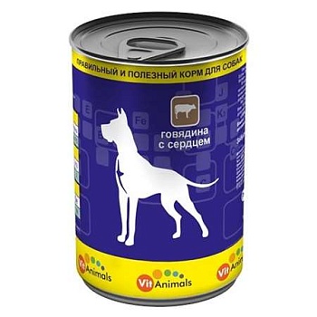 Vitanimals Консервы для Собак Говядина с Сердцем 12x410г купить 