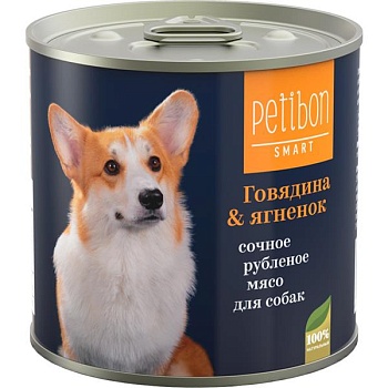 Petibon Smart консервы для собак сочное рубленое мясо с говядиной и ягненком 12х240г купить 