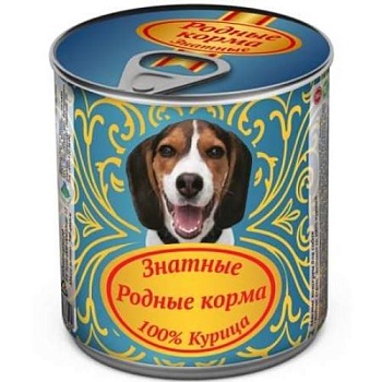 РОДНЫЕ КОРМА консервы для собак Знатные 100 % Курица 12х340г купить  зоотовары для животных