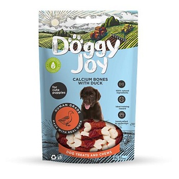 Doggy Joy Лакомство для щенков из мяса утки "Кальциевые косточки с уткой" 90г купить 