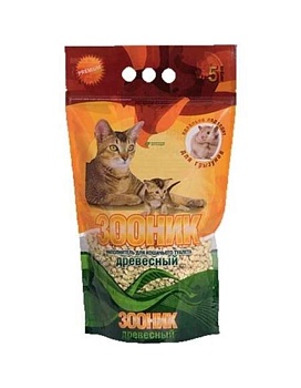 Наполнитель для кошек Зооник Древесный 5л купить  зоотовары для животных