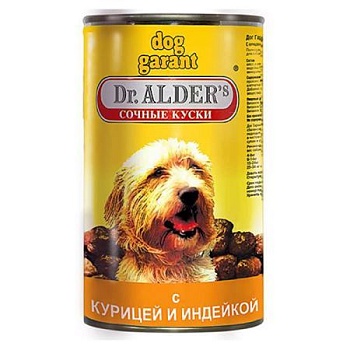 Dr. Alders Dog Garant консервы для собак в соусе Курица/индейка 1.23кг купить 