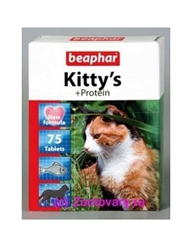 Beaphar 12579 Kittys+Protein Витамины для Кошек с Протеином 180 Таб. купить  зоотовары для животных