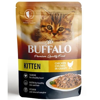 Mr.Buffalo KITTEN влажный корм корм котят Цыпленок в соусе 28х85гр купить 