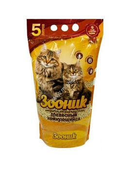ЗООНИК древесный комкующийся наполнитель для кошачьих туалетов для длинношерстных кошек 5л купить  зоотовары для животных