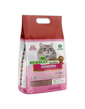 HOMECAT Ecoline Сакура комкующийся наполнитель для кошачьих туалетов с ароматом сакуры 12л купить  зоотовары для животных