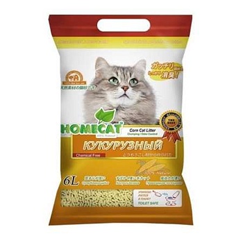 HOMECAT Эколайн Кукурузный комкующийся наполнитель 6л купить 