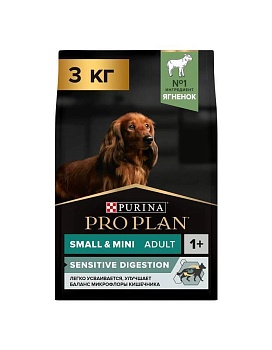 PRO PLAN Adult Small & Mini Sensitive Digestion сухой корм для взрослых собак мелких и карликовых пород с чувствительным пищеварением с ягненком и рисом 3 кг купить  зоотовары для животных