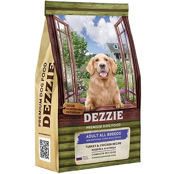 DEZZIE Adult Dog Сухой корм для взрослых собак Индейка и Курица 800г купить 