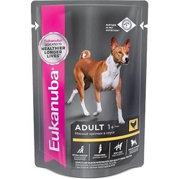 EUKANUBA ADULT ALL BREED CHICKEN пауч влажный корм для взрослых собак всех пород, курица в соусе 24х100г купить 