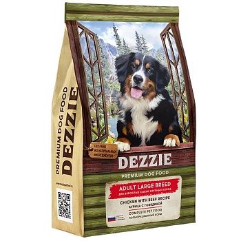 DEZZIE Adult Dog Large Breed Сухой корм для взрослых собак крупных пород Курица с Говядиной 3кг купить 