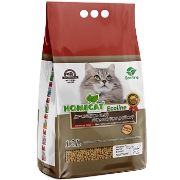 HOMECAT Ecoline древесный комкующийся наполнитель для кошачьих туалетов 12л купить 