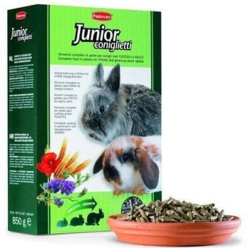 PADOVAN JUNIOR coniglietti для молодых декоративных кроликов 850гр купить 