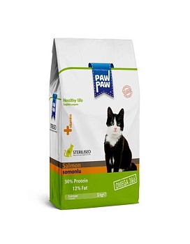Pawpaw Sterilised Cat Food with Salmon сухой корм для стерилизованных кошек с лососем 1кг купить  зоотовары для животных