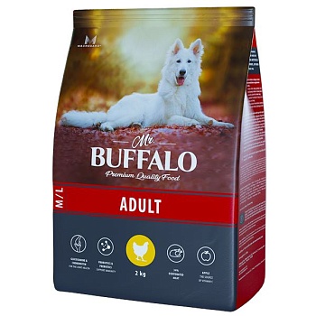 Mr.Buffalo B129 ADULT M/L сухой корм для собак средних и крупных пород с курицей 2кг купить 
