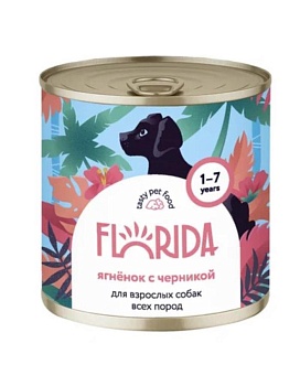 FLORIDA консервы для взрослых собак всех пород ягнёнок с черникой 9х400г купить  зоотовары для животных