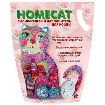 HOMECAT Роза Силикагелевый наполнитель для кошачьих туалетов с ароматом розы 3,6л купить 