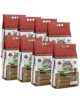 HOMECAT Ecoline древесный комкующийся наполнитель для кошачьих туалетов 8х6л купить  зоотовары для животных