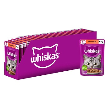 Whiskas Пауч Рагу Телятина 28х75г купить 