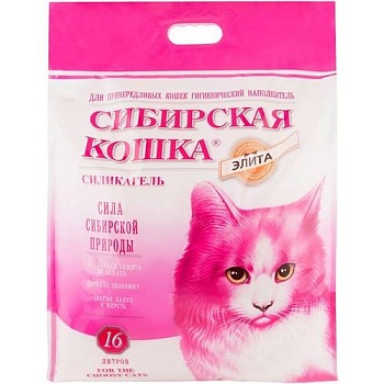 Сибирская Кошка Наполнитель силикагель Элита для привеледливых кошек (розовые гранулы) 16л купить 