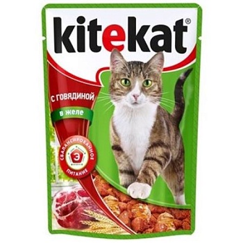 KiteKat для кошек пауч Говядина в желе 28х85г купить 