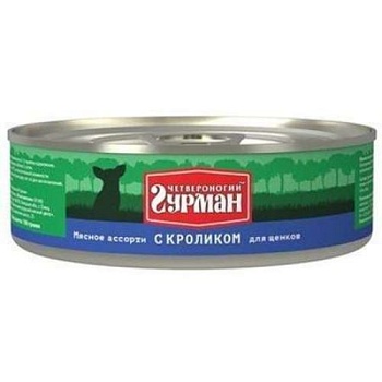 Четвероногий Гурман Мясное Ассорти для Щенков с Кроликом 24х100г купить  зоотовары для животных