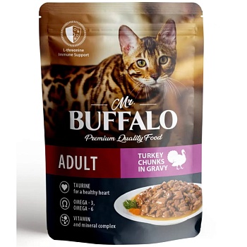 Mr.Buffalo ADULT влажный корм для кошек с чувствительным пищеварением Индейка в соусе 28х85гр купить 