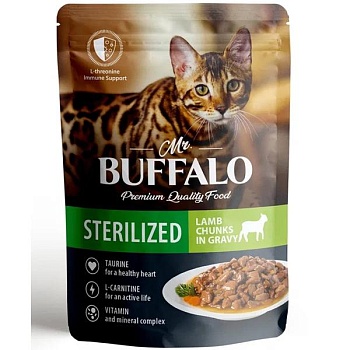 Mr.Buffalo ADULT влажный корм для кошек для стерилизованных Ягненок в соусе 28х85гр купить 