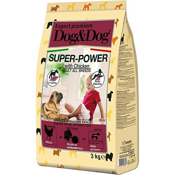 DOG & DOG Expert Premium Super-Power Сухой корм с курицей для взрослых активных собак 3кг купить 