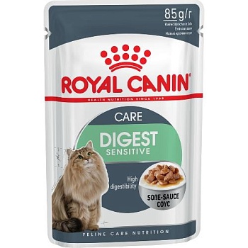 Royal Canin Digest Sensitive соус влажный корм для кошек с чувствительным пищеварением 28х85г купить 